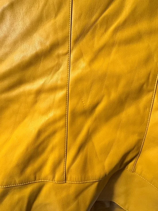 Zara Women's Yellow Snap-Front Leather Jacket - Picture 7 of 8
